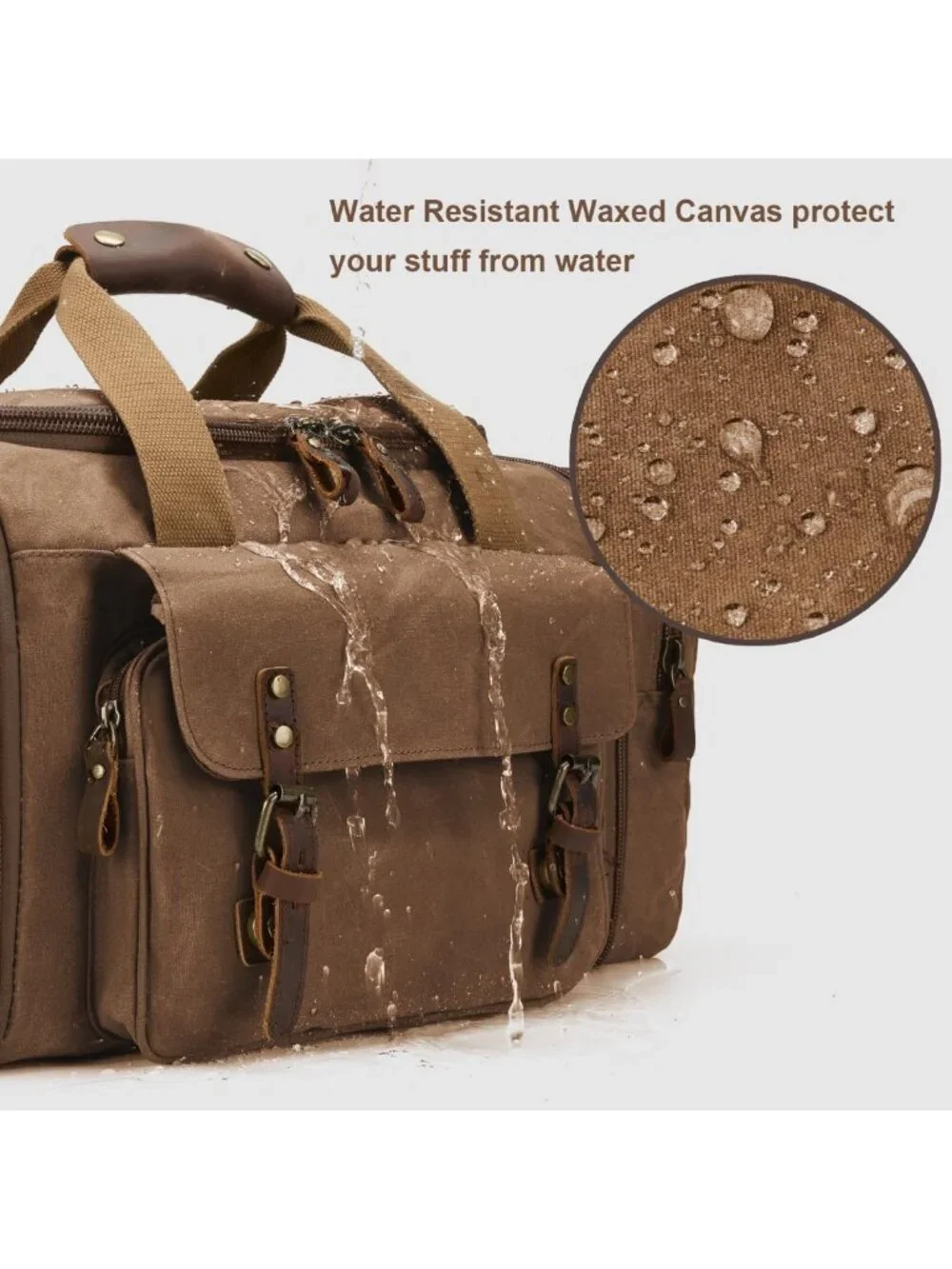 Spacious 50L Waxed Canvas Duffel Bag in Coffee - Durable, Stylish Travel Tote